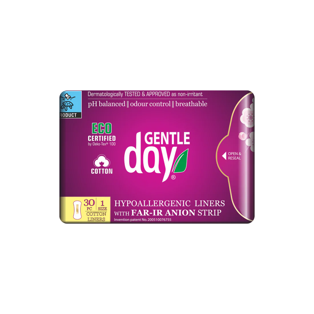 Wkładki ekologiczne Gentle Day® do codziennego stosowania z paskiem anionowym, 30 szt.