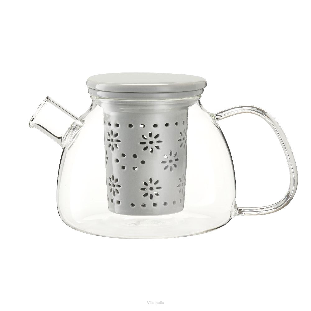 Szklany dzbanek z ceramicznym zaparzaczem 800ml - szary