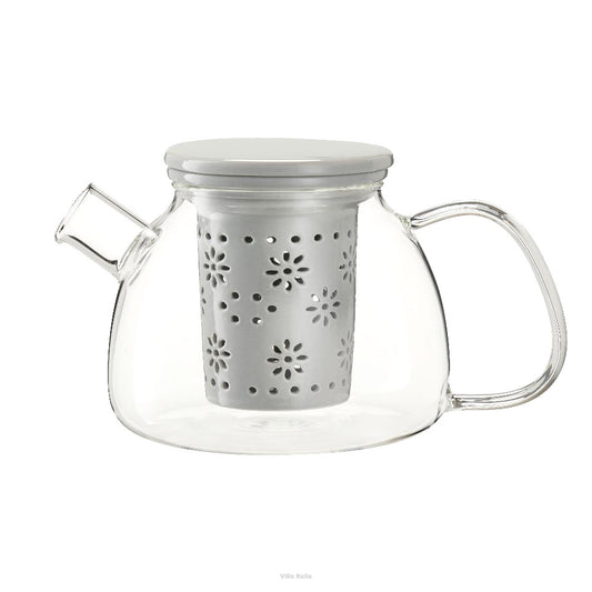 Szklany dzbanek z ceramicznym zaparzaczem 800ml - szary