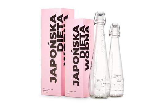 Komplet szklanych butelek 750ml i 500ml - Japońska Dieta Wodna